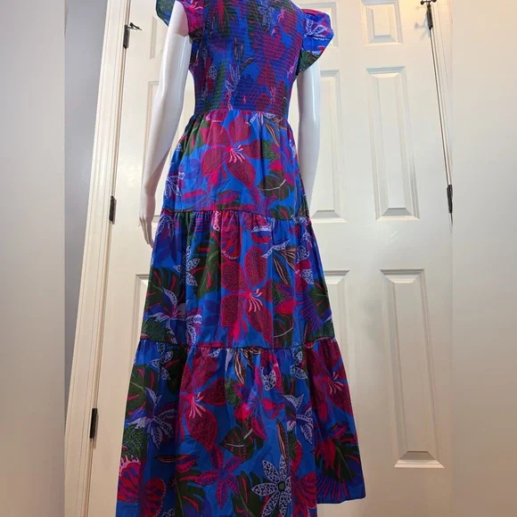 Sugarlips Vibrant Blue and Pink Floral Maxi Dress - Picture 6 of 8